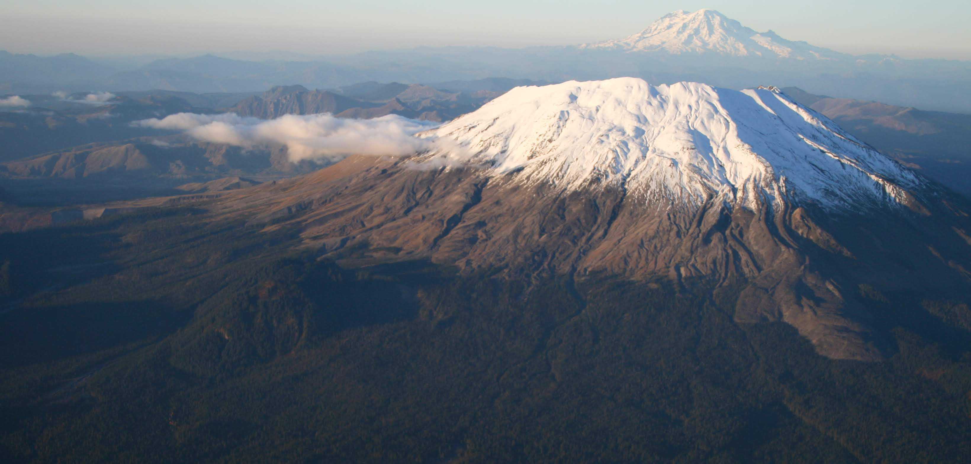 Mt. St. Helens with Mt. Rainier in the Background