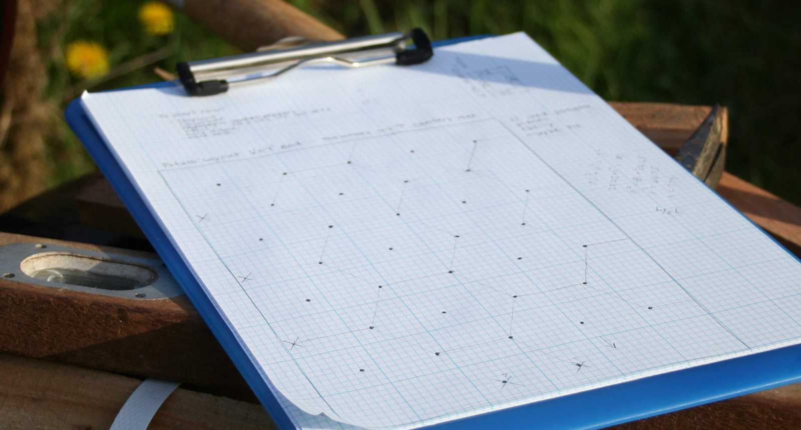 My potato bed layout on graph paper